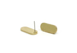 Brass Oval Earring, 4 Raw Brass Tiny Oval Shaped Stud Earrings (19x8x1.5mm) SMP3276 - KAYNAKLI