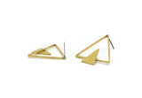 Brass Triangle Earring, 6 Raw Brass Triangle Stud Earrings (29.5x29x1.2mm) E374
