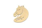 Brass Horse Charm, 4 Raw Brass Horse Charms With 1 Loop, For Jewelry Making (31x23x0.60mm) SMP2998