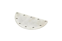 Silver Circle Blank, 4 Antique Silver Plated Brass Semi Circle Blanks with 10 Holes (40x20x0.80mm)  A0963