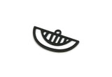 Semi Circle Charm, 12 Oxidized Black Brass Semi Circle Charms With 1 Loop, Pendant Charms (20x11x0.60mm) A4783