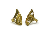Brass Flower Ring, 2 Raw Brass Adjustable Flower Rings N0036