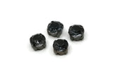 Gunmetal Bead, 8 Gunmetal Plated Brass Black Diamond Crystal Rhinestone Prong Setting 4 Hole Slider SS29 F131