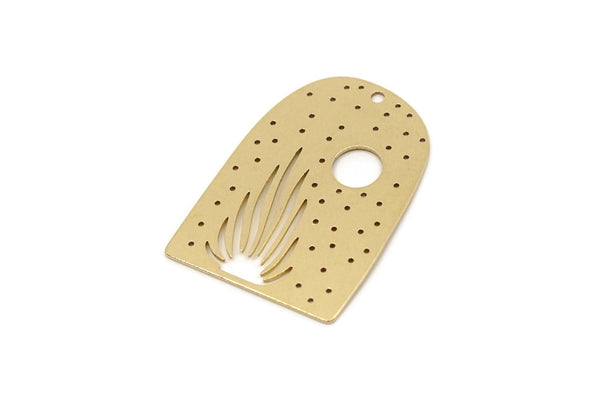 Brass Desert Charm, 4 Raw Brass Desert Charms With 1 Hole, Sun Charms, Earring Findings (30x21x0.60mm) SMP2769