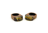Resin&Wood Ring, Yellow Color Resin And Wood Rings X006