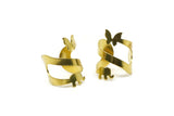 Adjustable Butterfly Ring - 5 Raw Brass Adjustable Butterfly Ring Settings (16x17mm / 23 Gauge) Mn38