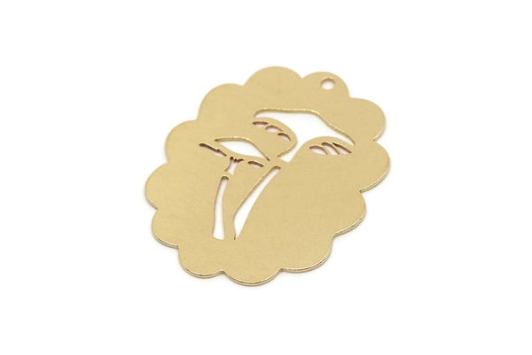 Brass Mushroom Charm, 4 Raw Brass Mushroom Pattern Charms With 1 Hole, Cloud Shaped Earring Findings (30x25x0.60mm) SMP2761