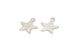 Silver Star Charm, 50 Antique Silver Plated Brass Star Tags With 1 Loop (10x12mm) A0262