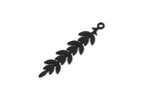 Black Leaf Charm, 12 Oxidized Black Brass Branch Charms With 1 Loop, Charm Pendants (31x7x0.60mm) A3462