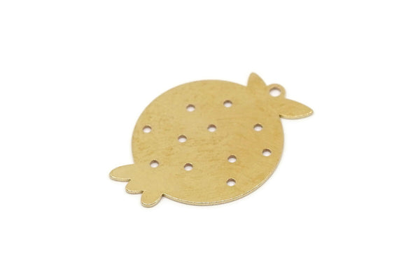 Brass Pomegranate Charm, 10 Raw Brass Pomegranate Charms With 1 Loop, Charm Pendants, Findings (25x19.5x0.60mm) SMP2712