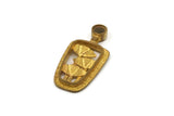 Brass Gingko Charm, Raw Brass Gingko Leaf Charms With 2mm Pad, Brooch Findings (51x24x5mm) D1721