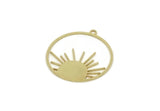 Brass Round Charm, Raw Brass Rising Sun Charms With 1 Loop, Charm Pendants, Earring Findings (27x25x0.60mm) SMP3211