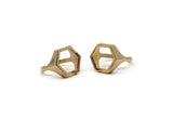 Gold Hexagon Ring, Gold Plated Adjustable Hexagon Rings N0062 Q229