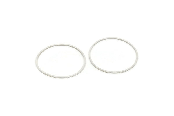 Silver Circle Connector, 12 Antique Silver Plated Brass Circle Connectors (30X0.80mm) Bs-1109