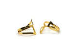 Gold Ring, 2 Gold Plated Brass Adjustable Ring Setting - 16-17mm / 23 Gauge Mn33 Q0223
