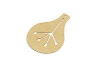 Brass Charm, 6 Raw Brass Charms With 1 Hole, Charm Pendants, Findings, Brass Charms (30x22x0.60mm) SMP2757
