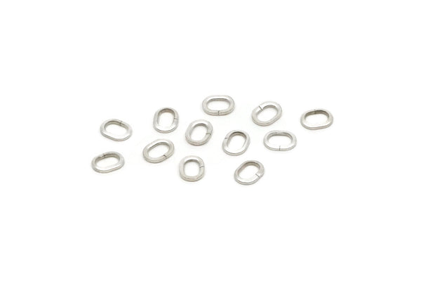 4.5mm Oval Jump Ring - 50 Antique Silver Plated Brass Oval Strong Jump Rings (4.5x6mm)  Brs 435 A0360