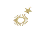 Brass Dangle Charm, Raw Brass Sun And Star Shaped Charms With 3 Loops, Findings (40x23x0.60mm) SMP3297