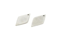 Silver Diamond Charm, 12 Antique Silver Plated Brass Diamond Charms With 1 Hole (21x11x0.80mm) A3775