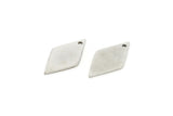 Silver Diamond Charm, 12 Antique Silver Plated Brass Diamond Charms With 1 Hole (21x11x0.80mm) A3775