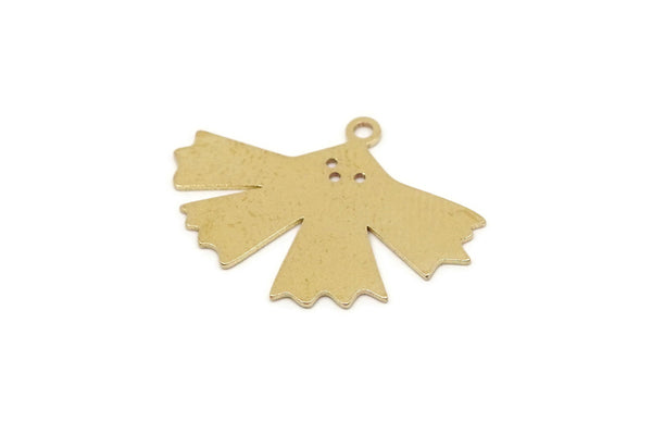 Brass Leaf Charm, 8 Raw Brass Leaf Charms With 1 Loop, Earring Findings (18x25x0.60mm) SMP2713