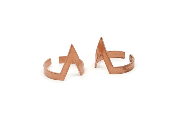 Copper Chevron Ring - 5 Raw Copper Chevron Adjustable Ring Settings - 16-17mm / 23 Gauge Mn86