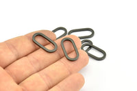 Black Oval Connector, 8 Oxidized Brass Black Oval Connectors, Charms, Findings (22x1.5x1.5mm) E005