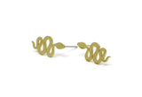Brass Snake Earring, 12 Raw Brass Snake Stud Earrings (18x8x0.80mm) A2657