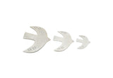 Silver Bird Blank, 1 Set Antique Silver Plated Brass Bird Blanks, Bird Findings (20/30/40x0.60mm) SMP2379 SY0373 SY0407