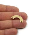Brass Geometric Charm, 24 Textured Raw Brass Semi Circle Blanks With 3 Holes, Connectors, Charms, Findings (25x12.5x5.5x0.80mm) D1532 SY0409