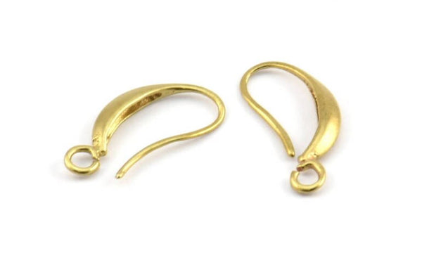 Brass Ear Hooks, 12 Raw Brass Earring Wires, Earring Hooks (18x9mm) BS 1816