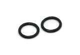 Black Ring, 2 Oxidized Black Hammered Brass Rings, Connectors (22x3mm) N1500