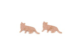 Copper Cat Blank, 24 Raw Copper Tiny Cat Blanks, Blanks For Stud, Animal Jewelry Findings (8x15x0.80mm) SMP2916