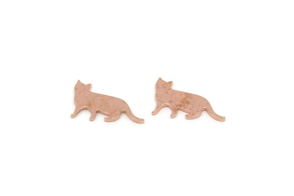 Copper Cat Blank, 24 Raw Copper Tiny Cat Blanks, Blanks For Stud, Animal Jewelry Findings (8x15x0.80mm) SMP2916