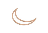 Copper Moon Charm, Raw Copper Crescent Moon Charms, Findings (46x11x0.80mm) SMP3339