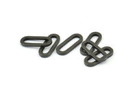 Black Oval Connector, 6 Oxidized Brass Black Oval Connectors, Charms, Findings (20x8x2mm) E004
