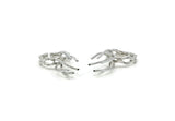 Silver Claw Ring, Silver Tone Brass Adjustable Ring Blanks With 6 Claw For Natural Stones N0116