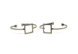 Silver Square Cuff, Antique Silver Plated Brass Square Bracelet Bangle  BRC162 V149