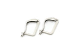 Silver Leverback Earring, 24 Antique Silver Plated Brass Plain Leverback Earring Findings (13x9mm) A0608