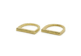 Brass D Ring, 2 Raw Brass Hammered D Shape Rings (17.5mm) N0164