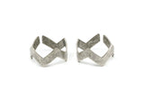Silver Chevron Ring, 4 Silver Tone Adjustable Chevron Ring E638 H0613