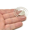 Silver Geometric Charm, Antique Silver Plated Brass Circle Charms, Silver Charms for Jewelry Making (44x42x0.80mm) SMP1417 A3274