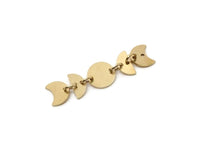 Brass Charm,10 pieces Raw Brass Dangle Moon Phases Charm With Holes, Connector Parts, Brass Parts Of Dangles (34x8x0.60mm) SMP2782 SY0358