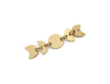 Brass Charm,10 pieces Raw Brass Dangle Moon Phases Charm With Holes, Connector Parts, Brass Parts Of Dangles (34x8x0.60mm) SMP2782 SY0358