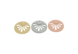 Customized Charm, For Jewelry Making Brass/Steel/Copper Geometric Shaped Flower Charm With 1 Hole, Round Personalized Jewelry (25mm) SMP3191