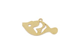 Brass Fish Charm, 10 Raw Brass Fish Charms With 1 Loop, Findings (14x25x0.60mm) SMP2718