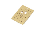 Brass Rectangle Charm, 4 Raw Brass Flower Patterned Rectangle Shaped Charms With 1 Hole, Findings (30x21x0.60mm) SMP2767