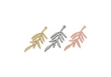 Custom Leaf Charms for Jewelry Making, Personalized Brass, Copper, Stainless Steel Branch Pendant With 1 Loop (35.5x14x0.80mm) SMP3284