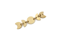 Brass Charm, 4 Raw Brass Dangle Moon Phases Charm With Holes, Connector Parts, Brass Parts Of Dangles (34x8x0.60mm) SMP2782 SY0358