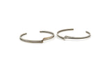 Silver Thin Cuff, Antique Silver Plated Brass Wire Bracelet Bangle BRC203